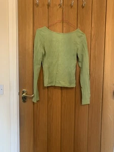 Low Back Green Long Sleeve Top Weekday Size S - Picture 1 of 3