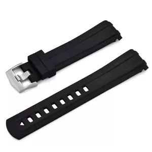 20 mm gebogenes Ende schwarz FKM Kautschuk Armband für 41 mm Omega Seamaster 300M - NEU - Bild 1 von 14