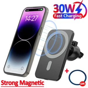 30W magnetic wireless car charger for iPhone 15,14,13,12 pro max, Xiaomi,Samsung - Zdjęcie 1 z 10