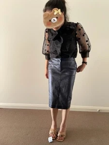 Zara Coated Denim Skirt - M - BNWOT - Picture 1 of 7