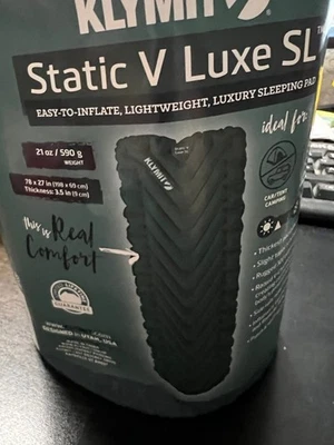 KLYMIT STATIC V LUXE SL - Almohadilla para dormir inflable de lujo - 78x27 - NUEVA Foto 1 de 4