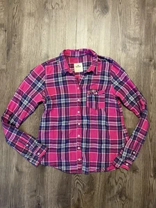 Abercrombie & Fitch Damen Kariertes Button Down Hemd Größe L Rosa Blau Langarm - Bild 1 von 4