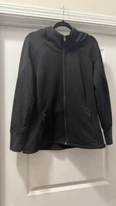 The North Face Women’s Cover Up Full Zip Hooded Black Jacket Diamond Pattern L - Picture 1 of 7