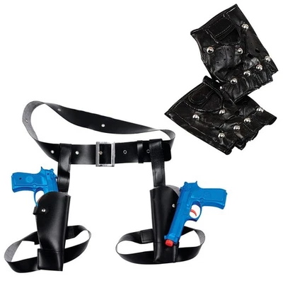 JOKESHOP.COM Lara Croft 2pc Set (Holster w/Guns & Gloves) Tomb Raider Fancy Dress Costume