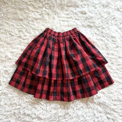 Falda a Cuadros Yves Saint Laurent Mujer S Muy Buena Seda Rojo Dorado De Colección Edición Limitada Foto 1 de 4