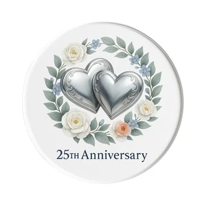 Kühlschrankmagnet 25. Hochzeitstag, Silber Jubiläum: Niedliche Handarbeit - Bild 1 von 5