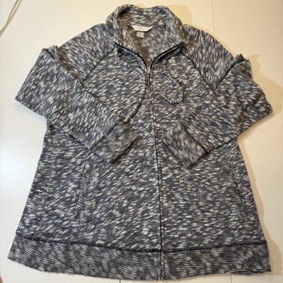 Christopher & Banks Petite XL Zip Hoodie Black , blue, and White long sleeve - Image 1 of 4