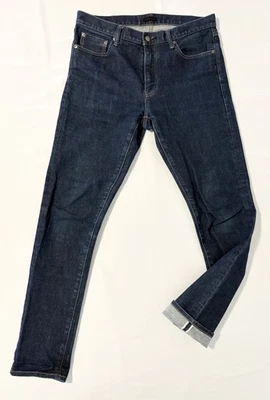 Jeans masculino Uniqlo japonês selvedge 34x34 azul escuro fino reto denim Kaihara - Imagem 1 de 4
