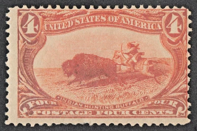 EE. UU. # 287 *COMO NUEVO OG H* { 4c INDIAN HUNTING BUFFALO } TRANS MISS DE 1898 CV$ 110,00 Foto 1 de 4