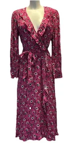 M&S Per Una Long Sleeve Wrap Effect Pink Floral Dress Size 8 Regular BNWT - Picture 1 of 11