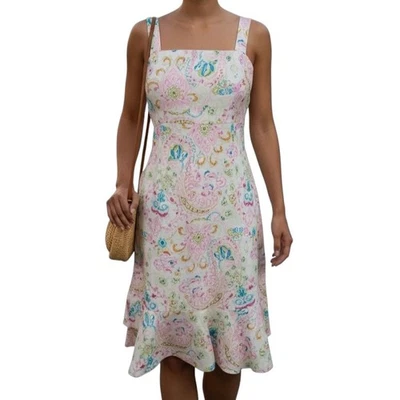 Karin Stevens Floral Sundress Size 10 Sleeveless Ruffle Hem Vintage - Image 1 of 4