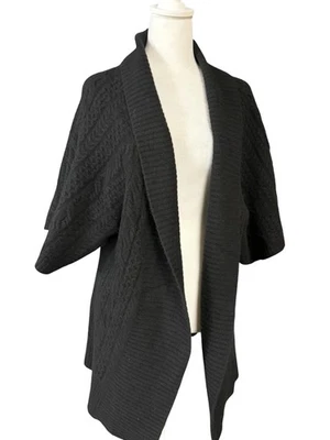 Женский кашемировый кардиган Sutton XL черный 100% кашемир открытый передний кабель вязаный свитер - Изображение 1 из 4