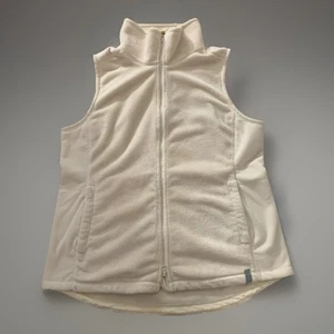 Gilet LL Bean donna XL panna hi pile pile full zip esterno preppy con tasche - Foto 1 di 6