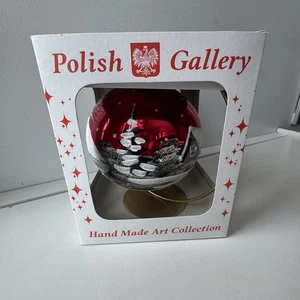 Galería Polaca Adorno de Navidad Invierno Escena Country Grande Bola de Vidrio Soplado - Imagen 1 de 5