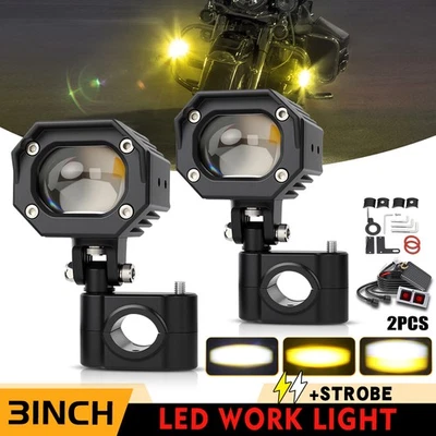 Motorcycle auxiliary headlights LED work lights for Suzuki Harley BMW GS - Image 1 of 4