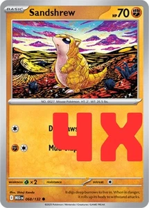 4X Juego de Cartas Coleccionables Pokémon Sandshrew 068/132 S&V Mega Evolution Regular Inglés 2025 Casi Nuevo - Imagen 1 de 1