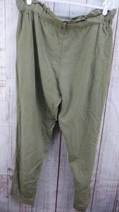Maurices Womens Large Olive Green Ruffled Waist Linen Blend Casual,Relaxed - Picture 1 of 10
