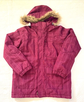Lands End девочек большой размер 14-16; зимние шквалы пальто розовый водонепроницаемый мех капюшон отделка - Изображение 1 из 4