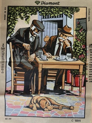 Printed needlepoint Tapestry Gobelin L Friends At Coffee  Canvas Only 60x80 Cm - Image 1 of 4