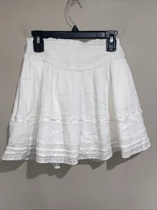 Hollister White Lace Tiered Lined Mini Skirt With shorts Ultra High Rise Sz XS - Picture 1 of 6