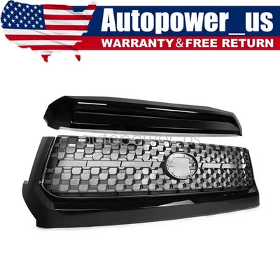 For 2014-2021 Toyota Tundra Gloss Black Front Grille & Hood Bulge Molding 2pcs - Изображение 1 из 4