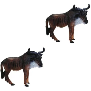 2 Pack Simulation Wild Animal Decor Toy Wildbeest Figurines Ornament - Picture 1 of 12