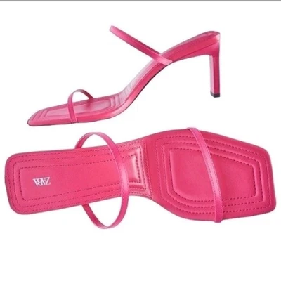 Новый с Ярлыками женщин Zara каблук сандалии с тонкими ремнями розовый SZ-9 блоггеров Fav Barbicore - Изображение 1 из 4