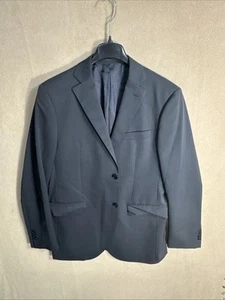 Lubiam 44R Black Windowpane Glen Plaid Wool Poly Stretch Italy Blazer 2 Button - Picture 1 of 15