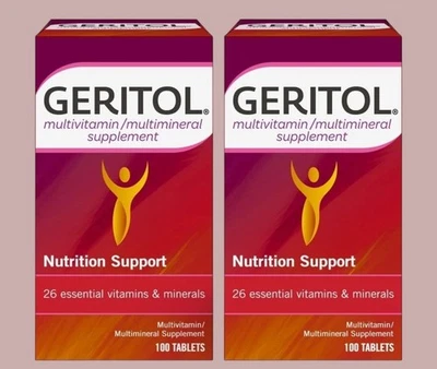 (Pacote com 2) Suplemento multivitamínico e mineral de vitaminas geritol 100 comprimidos 28/02 - Imagem 1 de 4