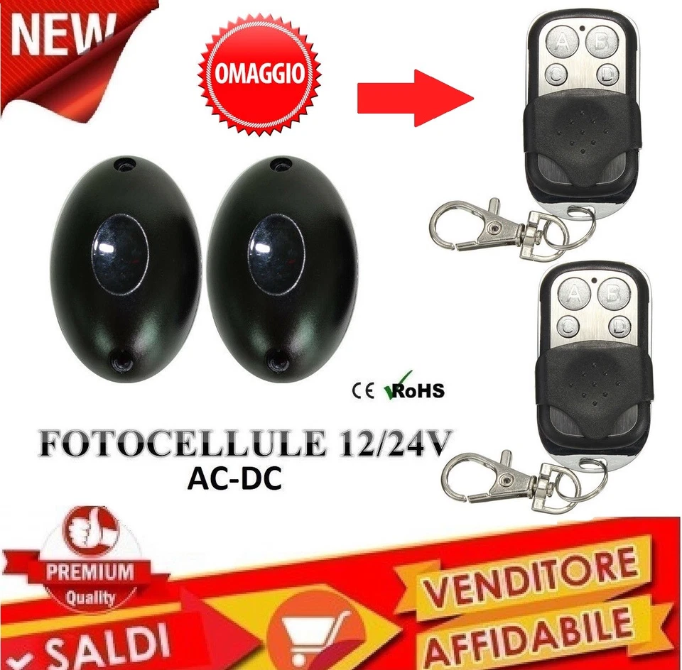 IDOR STORE KIT 2 TELECOMANDO CANCELLO + COPPIA FOTOCELLULA INFRAROSSI ESTERNO AUTOMATICO