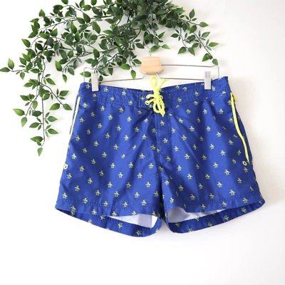 Bañador corto forrado de malla con estampado de logotipo azul Penguin para hombre talla 31 Foto 1 de 4