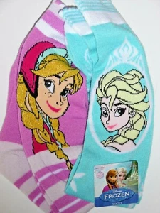 2 PAIRS OF DISNEY FROZEN SOCKS LARGE, SHOE SIZE 3-10 ANNA & ELSA GLITTER DETAIL - Picture 1 of 1