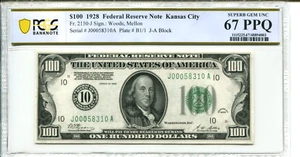 Fr 2150-J 1928 $100 Federal Reserve 67 PPQ SUP GEM NEW ***((( SOLE FINEST )))*** - Picture 1 of 2