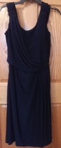 Eliza J. Navy Blue Draped Beaded Cocktail Evening Party Dress - Picture 1 of 7