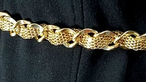 Cinturón de cadena entrelazada de eslabones/malla tono dorado para mujer cb23-71 - Imagen 1 de 5