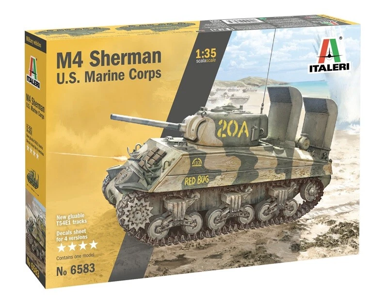 Italeri 6583 1/35 Model Kit WWII U.S Marine Corps Medium Tank M4A2/M4A3 Sherman - Image 1 of 1