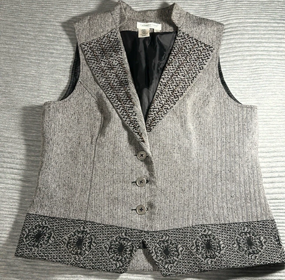 Chaleco Coldwater Creek para mujer S espiga con cuentas botón delantero Foto 1 de 4