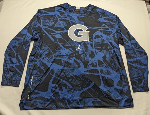 Nike Air Jordan Elite Georgetown Hoyas Team Long Sleeve Shirt Men's 2XL Blue Cover