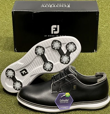 NEW FootJoy 2024 Traditions Leather Golf Shoes 57939 Black/White - Choose Size - Image 1 of 4