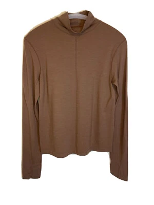 Cuello falso Athleta mediano? Top marrón elástico ajustado con agujeros para los pulgares de lana sin costuras Acsent Foto 1 de 4