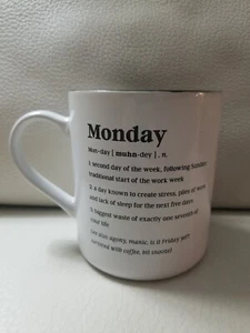 Monday Humor Funny Coffee Mug tea cup White black, large funny mug 20 oz - Picture 1 of 7