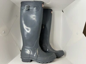Hunter Original Tall Gloss Women's Rain Boots - Graphite - Size 5 US - Picture 1 of 7