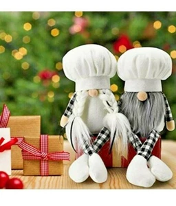 2 piezas de decoración blanca de cocina chef gnomos - Imagen 1 de 5