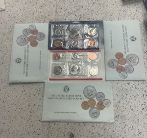 Lot of 3 1989 US Mint Uncirculated Coin Set 36 Total Coins - Picture 1 of 3