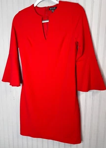 VESTIDO EXPRESS Mujer XS Elegante Rojo Carrera Forrado Recortado Cuello en V Fiesta de Vacaciones NUEVO - Imagen 1 de 11