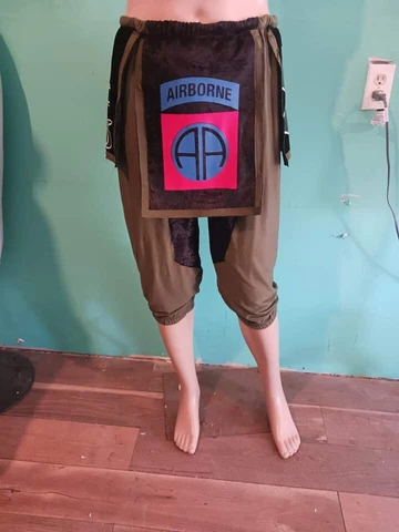 Custom heavy duty green spandex with Black Velvet Pants Cover