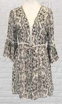 Vestido Isla Azul Playa Piscina Cubrir Talla S Marrón Marfil Estampado Piel de Serpiente ResortNUEVO CON ETIQUETAS Foto 1 de 4