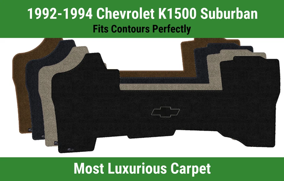 Alfombrilla delantera Lloyd Luxe para Chevy K1500 Suburban 92-94 con pajarita Chevy llena de negro Foto 1 de 4