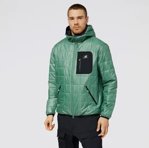 Mens New Balance All Terrain Hooded Puffer Winter Jacket Coat Green Size Small - Picture 1 of 4
