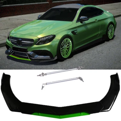 Front Bumper Lip Splitter Green + Strut Rods For Mercedes Benz C300 C350 E300 - Изображение 1 из 4